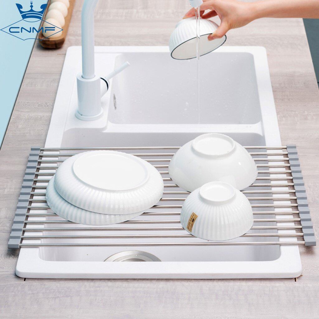 Cnmf bồn rửa nhà bếp bằng thép không gỉ có thể gập lại lưu trữ để ráo bát và giá đỡ bát đĩa