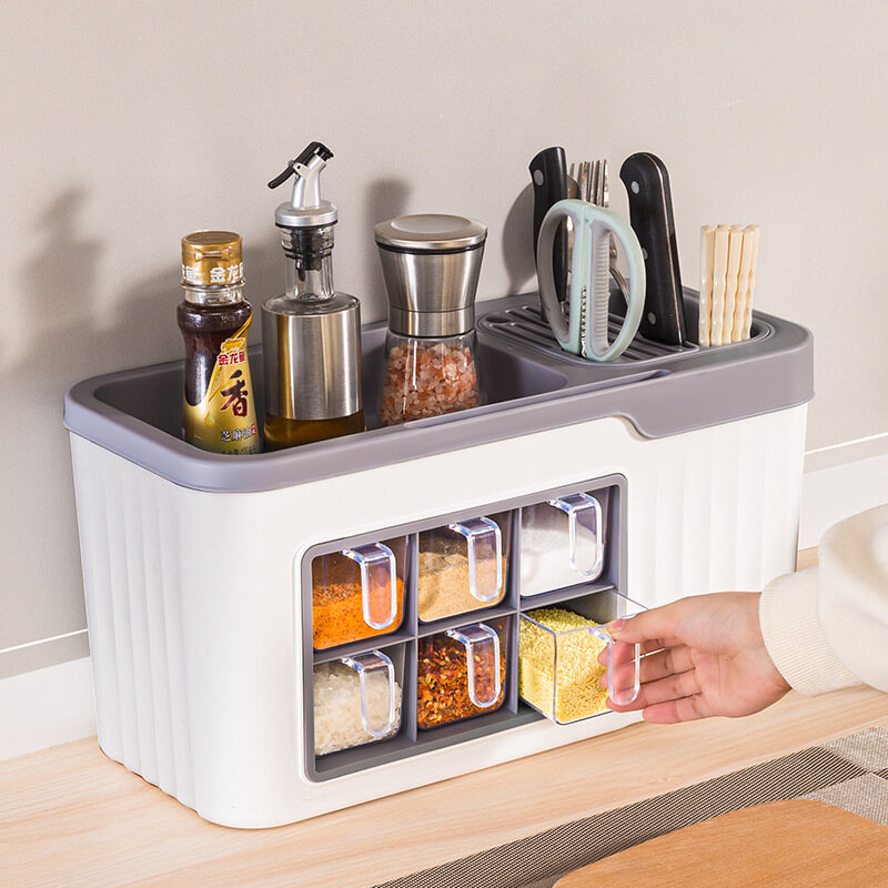 LEBI Kệ Bếp Hộp Gia Vị, Đũa Đa Năng, Dụng Cụ Giữ Dao, Chai Gia Vị Và Hộp Đựng Jar, Kết Hợp Giá Lưu Trữ Với Nắp