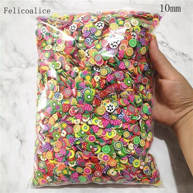 1kg 10mm Polymer Clay Fruit Slice Hot Clay Sprinkles for Crafts DIY Nail Art Decoration Slime Material Accessories