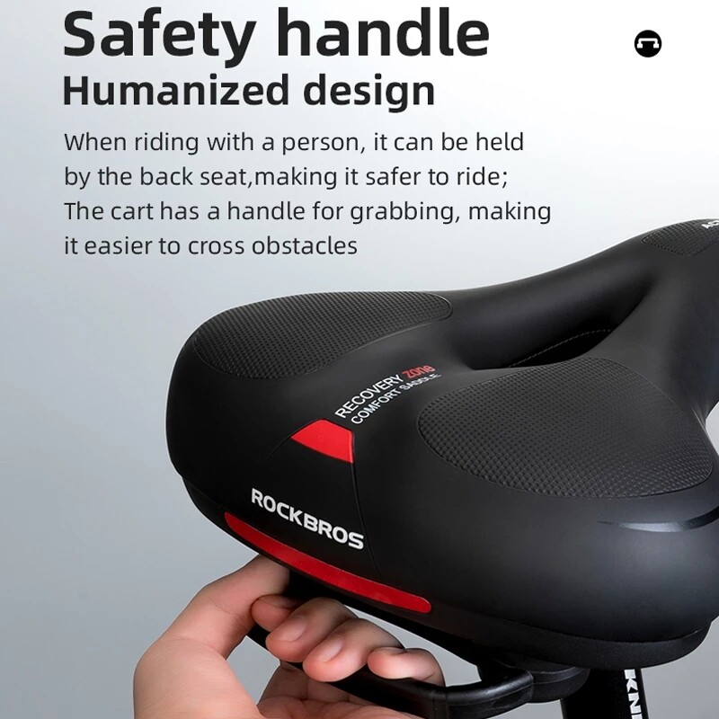 ROCKBROS Bike Saddle Bright Reflective PU Shockproof Bicycle Saddle Comfortable Non-Slip Leather Cushion Soft Cycling
