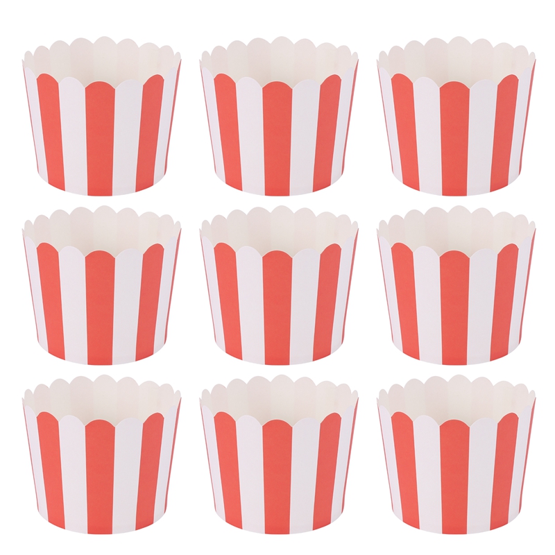 50X Cupcake Wrapper Paper Cake Case Baking Cups Liner Muffin Kitchen Baking Red Stripes