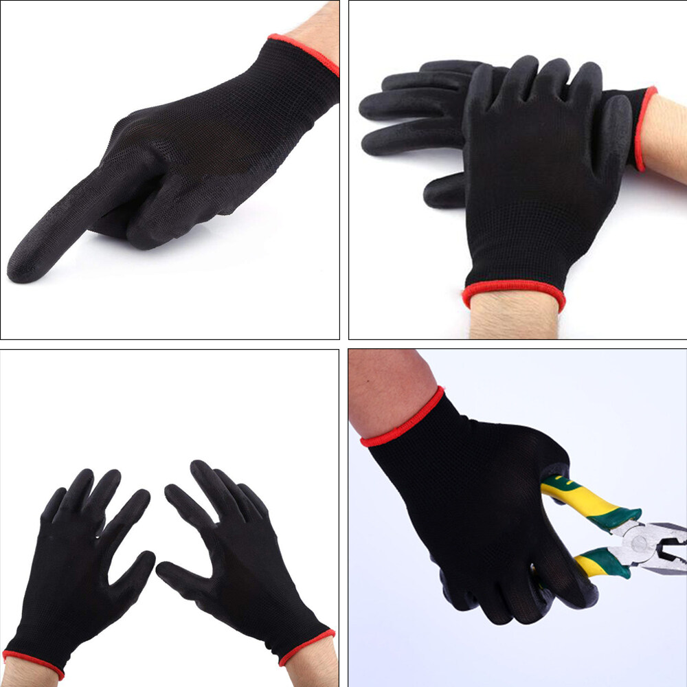 L Work Gloves Builders Protective Gardening PU Safety Nylon