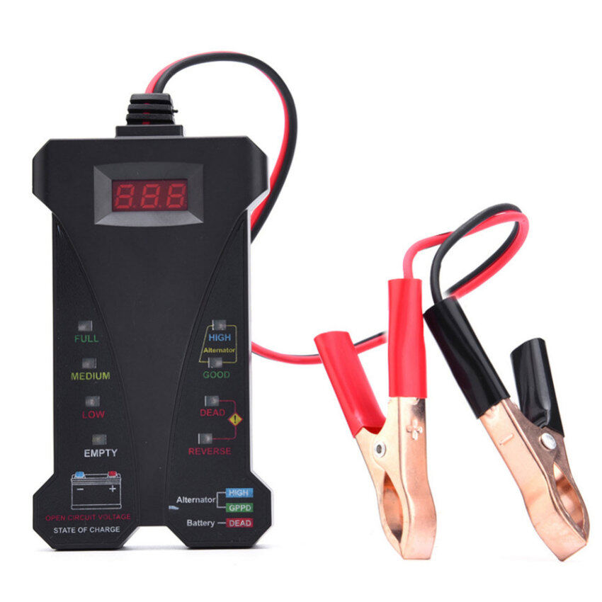 12V Digital Display Battery Alternator Tester Display Volt Check Car Motorcycle Tool Voltmeter and Charging Test System Analyzer Diagnostic Tool