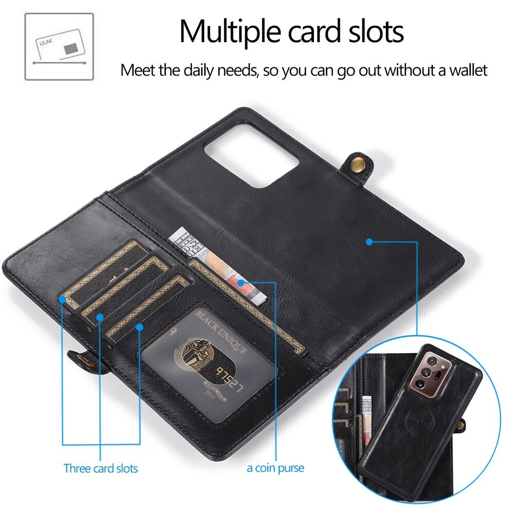 Ốp Dạng Ví Cho Samsung Galaxy Note 20 / Note 20 Ultra PU Leather Tách Rời Từ Tính Có Thể Tháo Rời Đế Ví Lật Vỏ Bọc Với Khe Cắm Thẻ