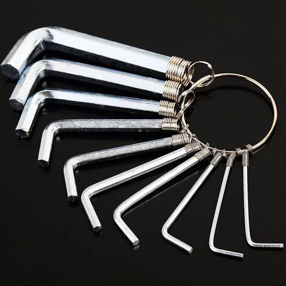 Honrane 10Pcs/Set Portable Hexagon Hex Key Allen Wrench Spanner Bike Bicycle Repair Tool