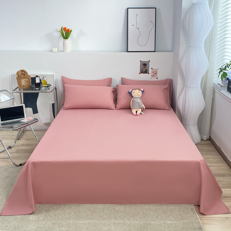 1 Chiếc Ga Trải Giường Màu Trơn 100% Cotton Cho Người Lớn Trẻ Em Ga Trải Giường Đơn Giường Đôi Phẳng (Không Có Vỏ Gối)