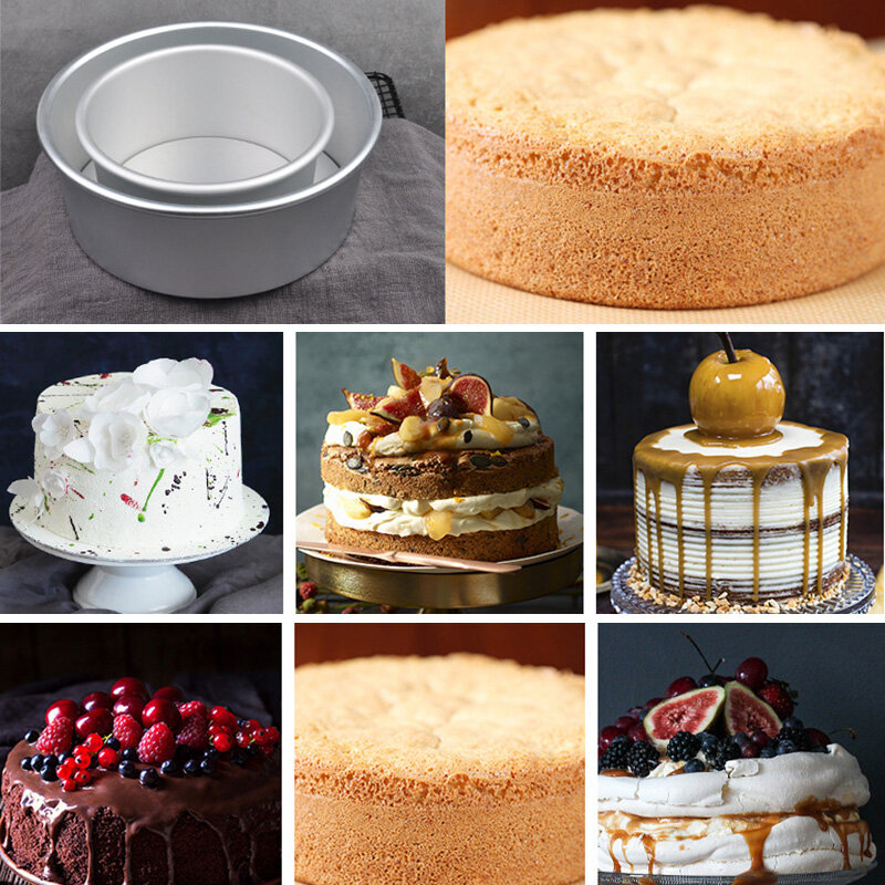 Houseeker Thicken Baking Cake Trays Aluminum Round Movable Bottom Cake Pans Bakeware Tools