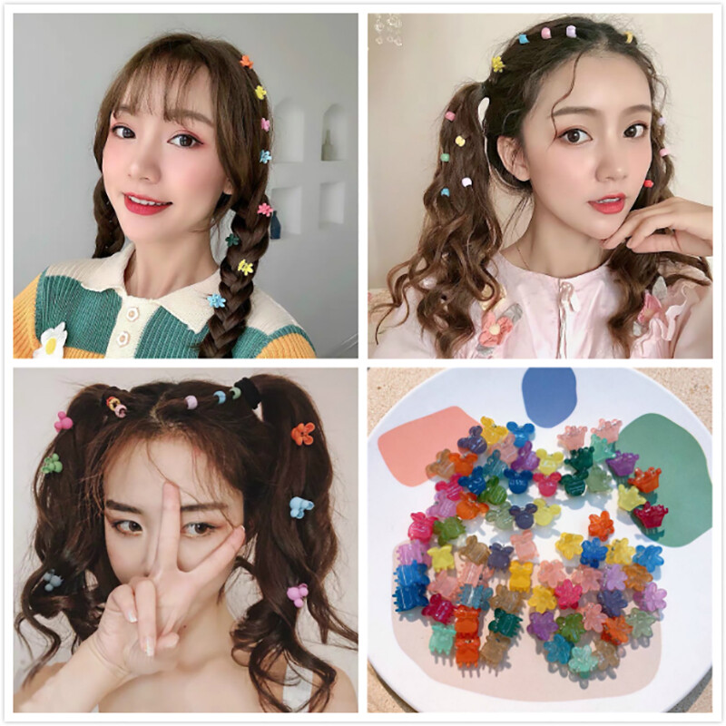 MIAOYA FJSL Cute Pearl Hairpin For Girls Colorful Plastic Small Clip Children Braided Hair Accessories