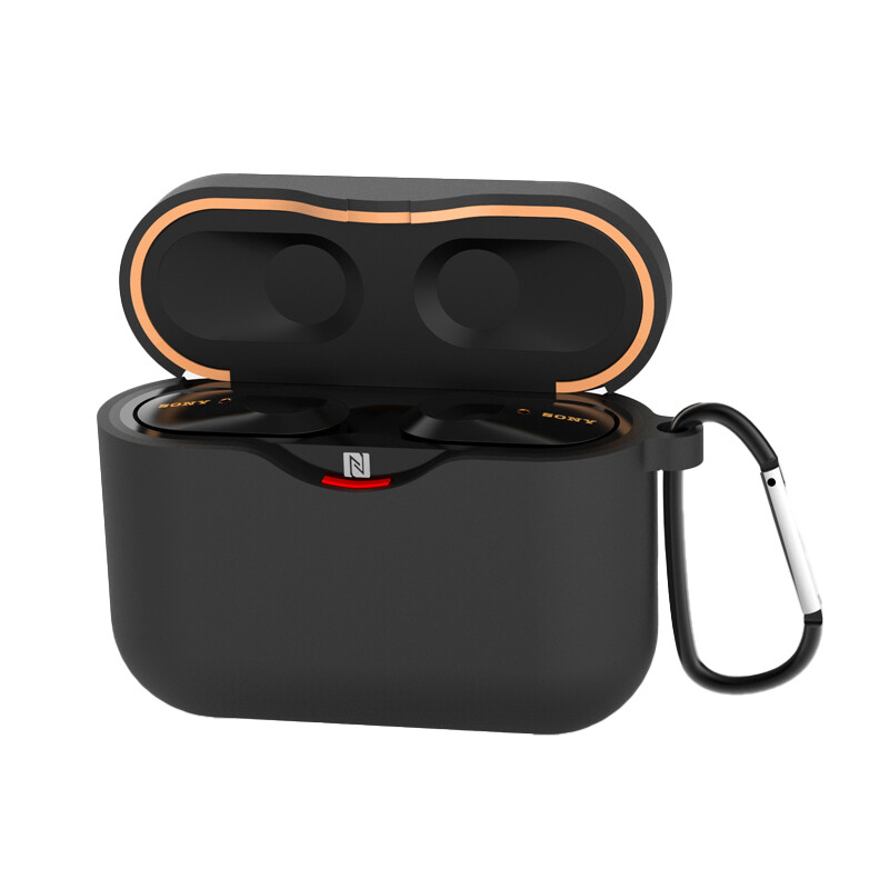 Silicone protective case with anti-lost buckle accessories for sony wf-1000xm3 wf-1000xm4 wf 1000xm3 1000xm4 earphones anti-drop cover wireless earbud solid color matte cases