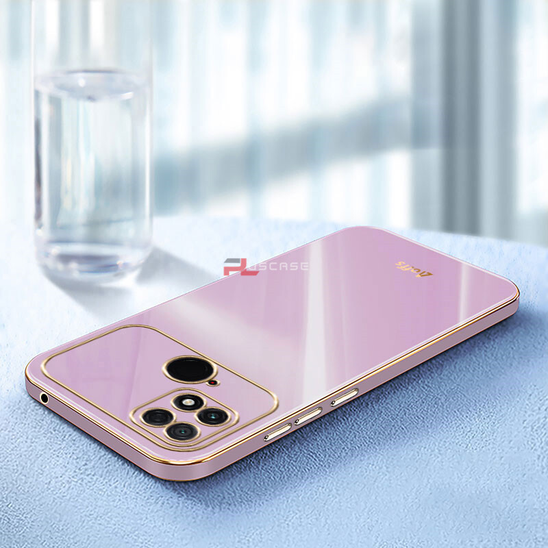 PlusCase for Xiaomi Poco C40 6D Plating Soft Case Lens Protector Square Frame Silicone Glossy Shockproof Phone Back Cover