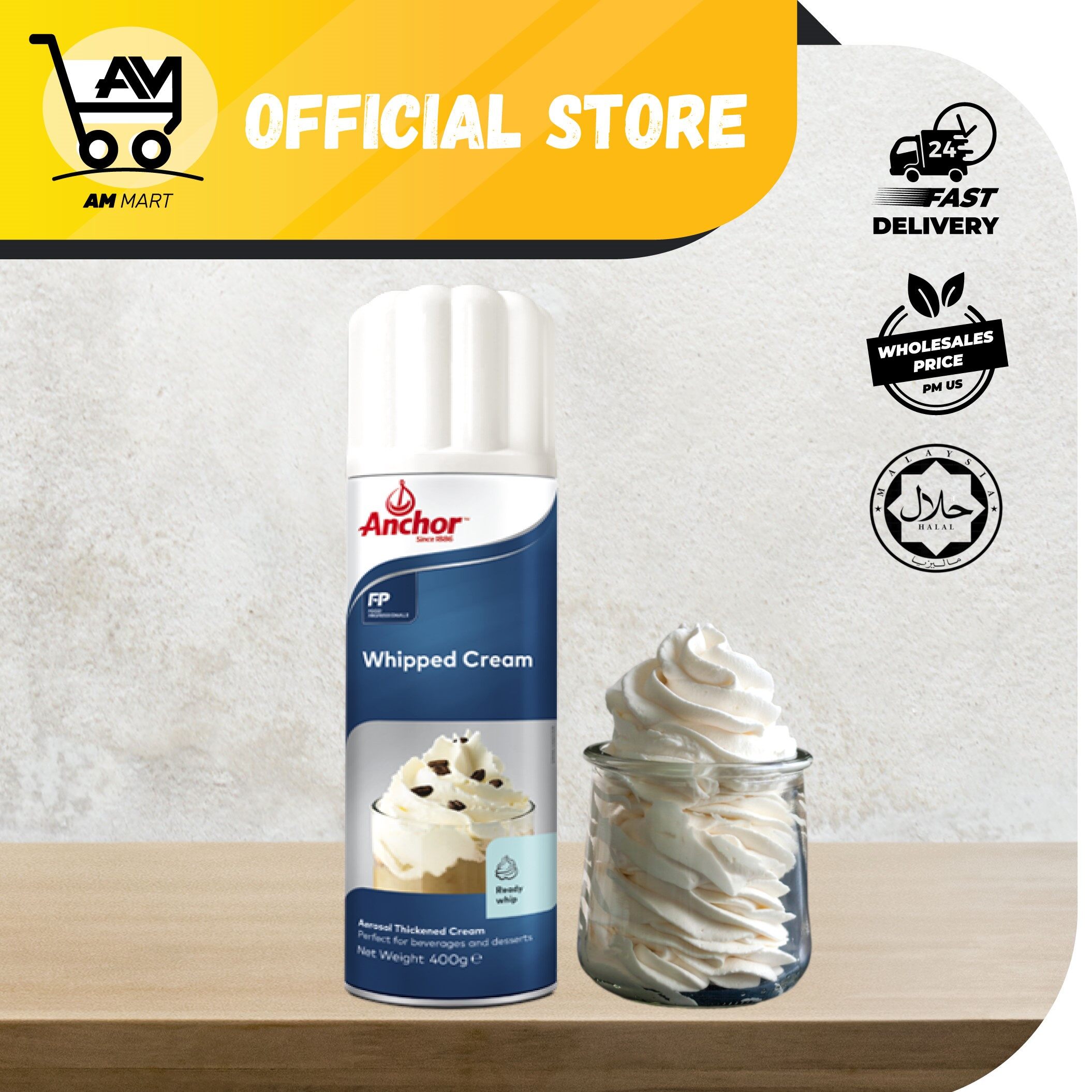 🌙RAYA SALE Anchor Aerosol [SPRAY Whipped Cream] 400g (HALAL) Lazada