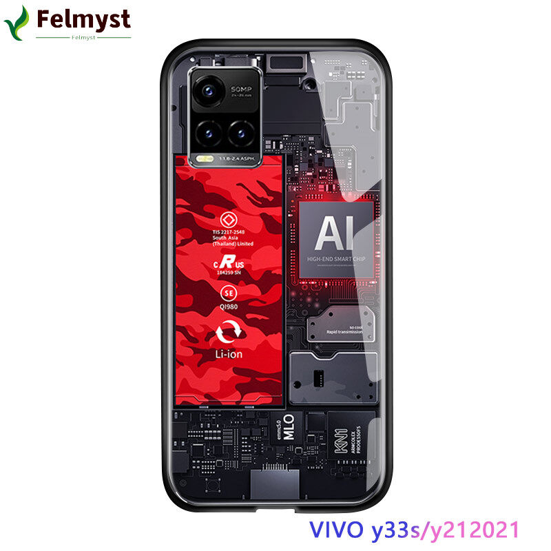 Cellphone case For Vivo Y21 2021/Y33S/Y21S Technology Circuit Board Explorer Exploration Theme Version Case Tempered Glass Back Cover Casing