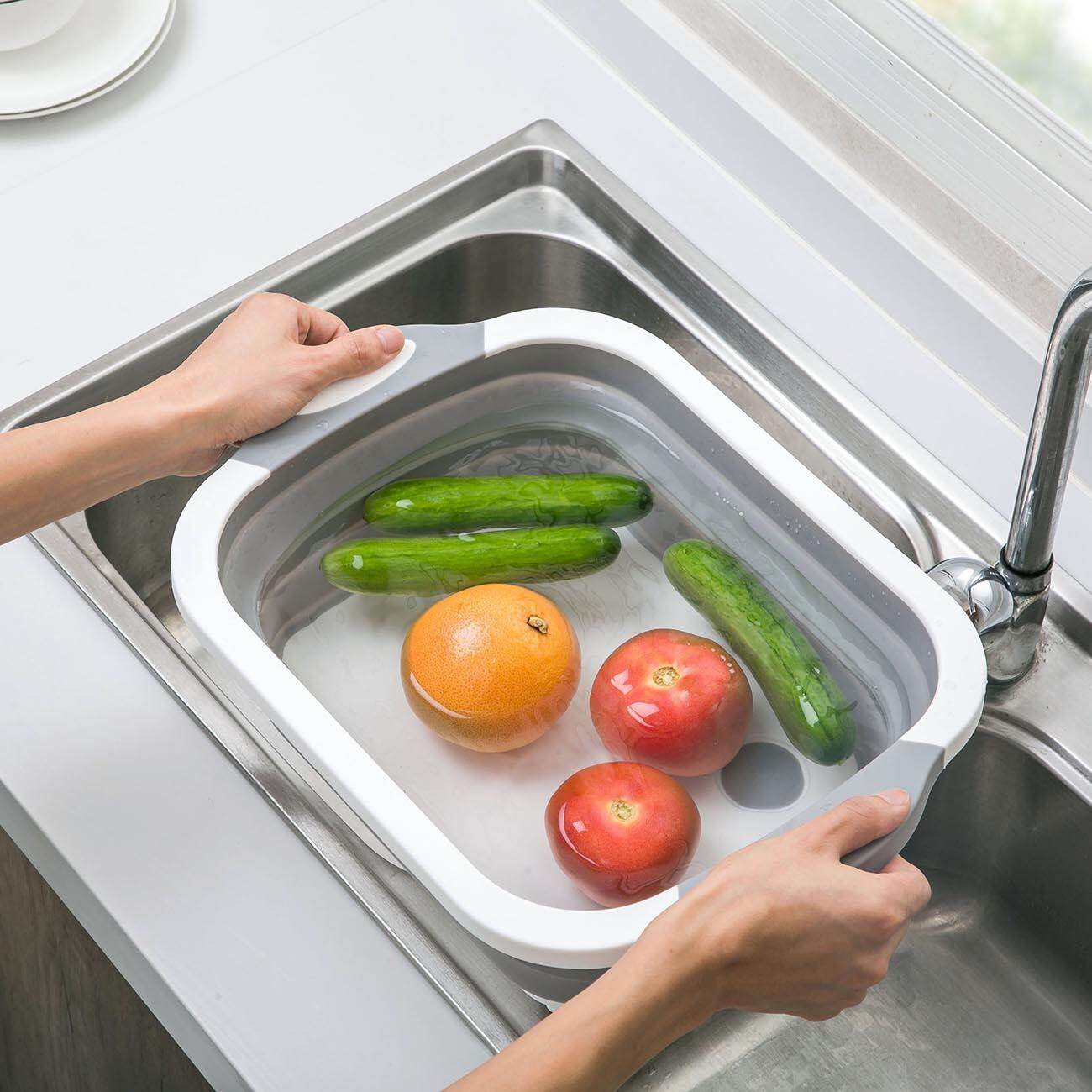 Homenhome Bồn Rửa Bát Giỏ Đựng Đồ Nhà Bếp Bằng Nhựa Có Thể Gập Lại Giỏ Trái Cây