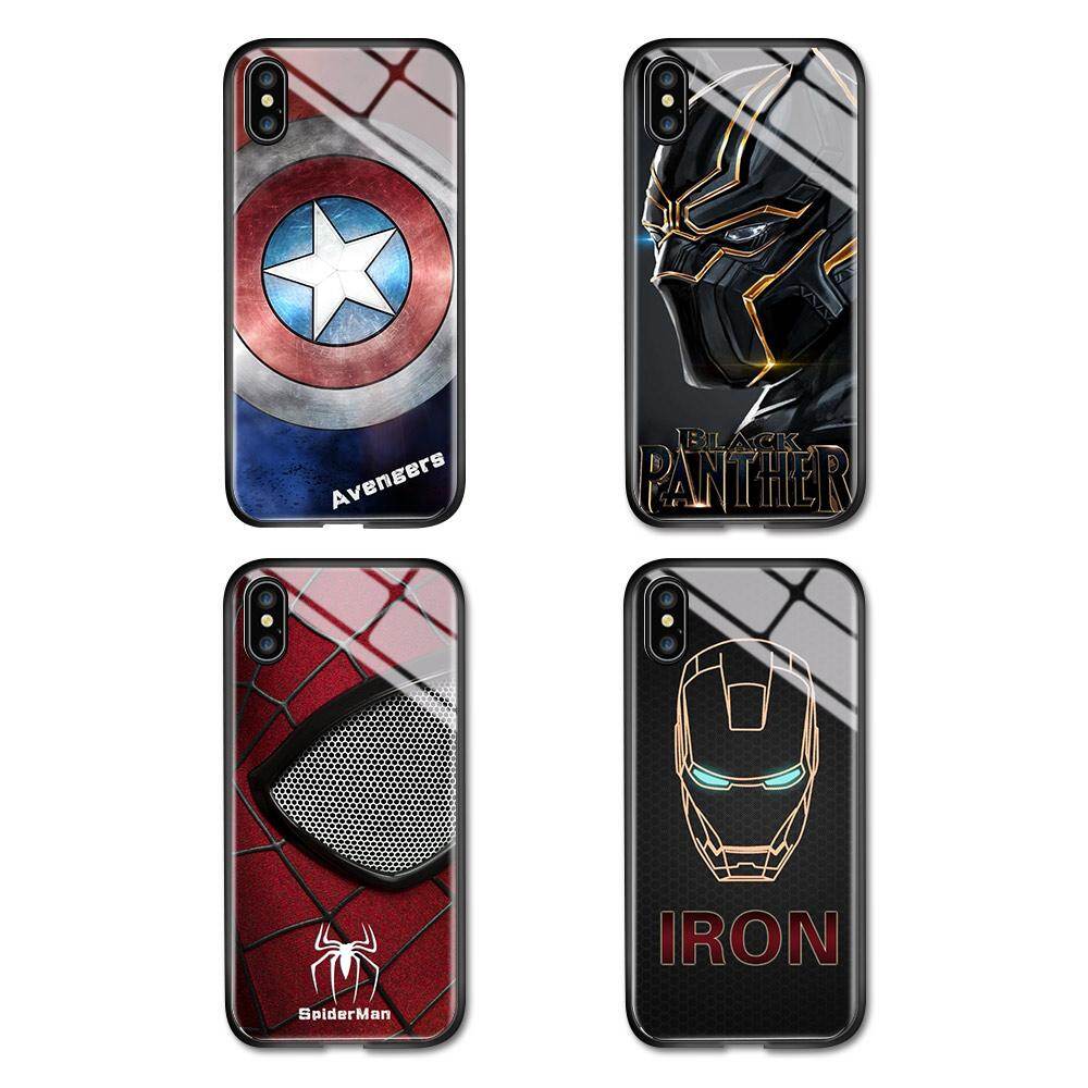 Honinga Ốp Cho Apple iPhone 11 Pro Max / iPhone 11 Pro / iPhone 11, Marvel Avengers Captain America Ironman Cổ Điển Người Nhện Ốp Lưng Điện Thoại Bằng Kính Cường Lực Ốp Lưng
