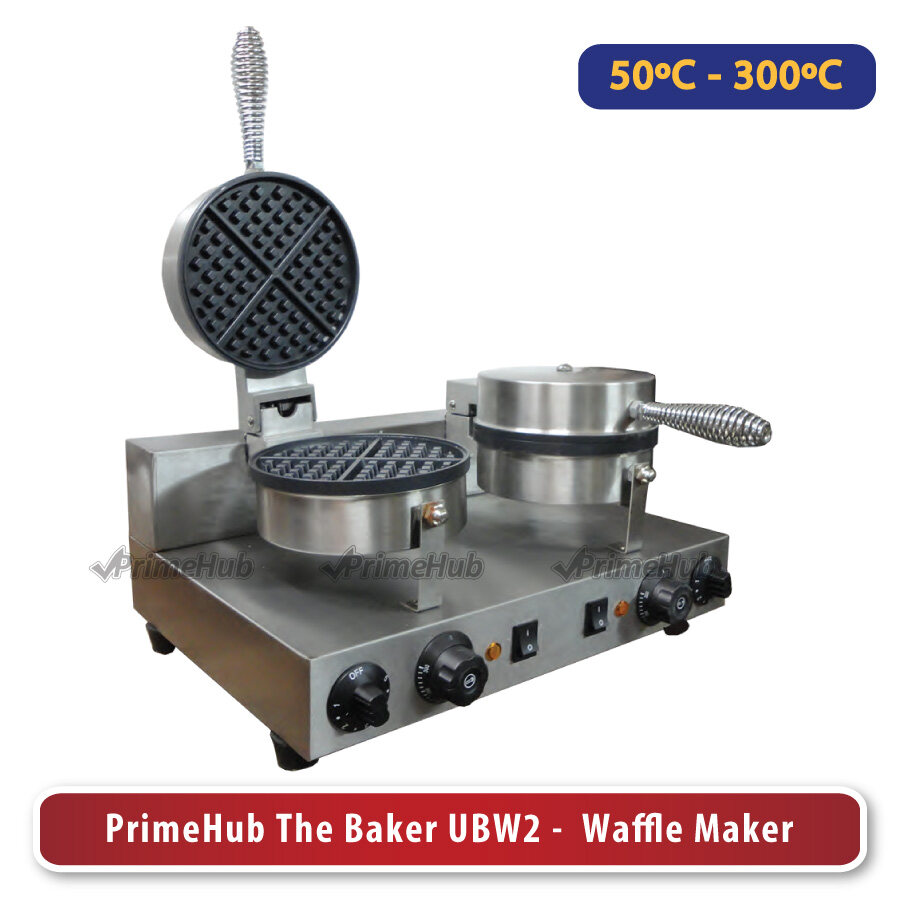 PrimeHub UWB2 Dual Rotary Waffle Baker Commercial Nonstick Dual