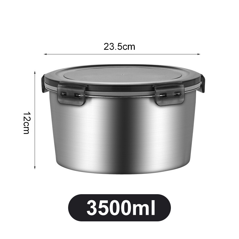 Lunch Box 304 Food Grade Stainless Steel Fresh-Keeping Box Sealed Round Bowl With Lid Leakproof Large-Capacity Storage Food Container