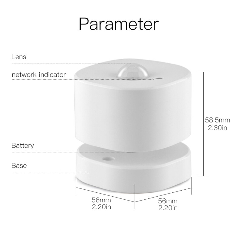 E Life Smart Store Tuya Zigbee 3.0 Human Body Mini PIR Motion Sensor Smart Life APP Wireless Remote Monitor Alarm Push History Records Tracking Mini Infrared Human Body Movement Detector 150° Works With ZigBee Gateway