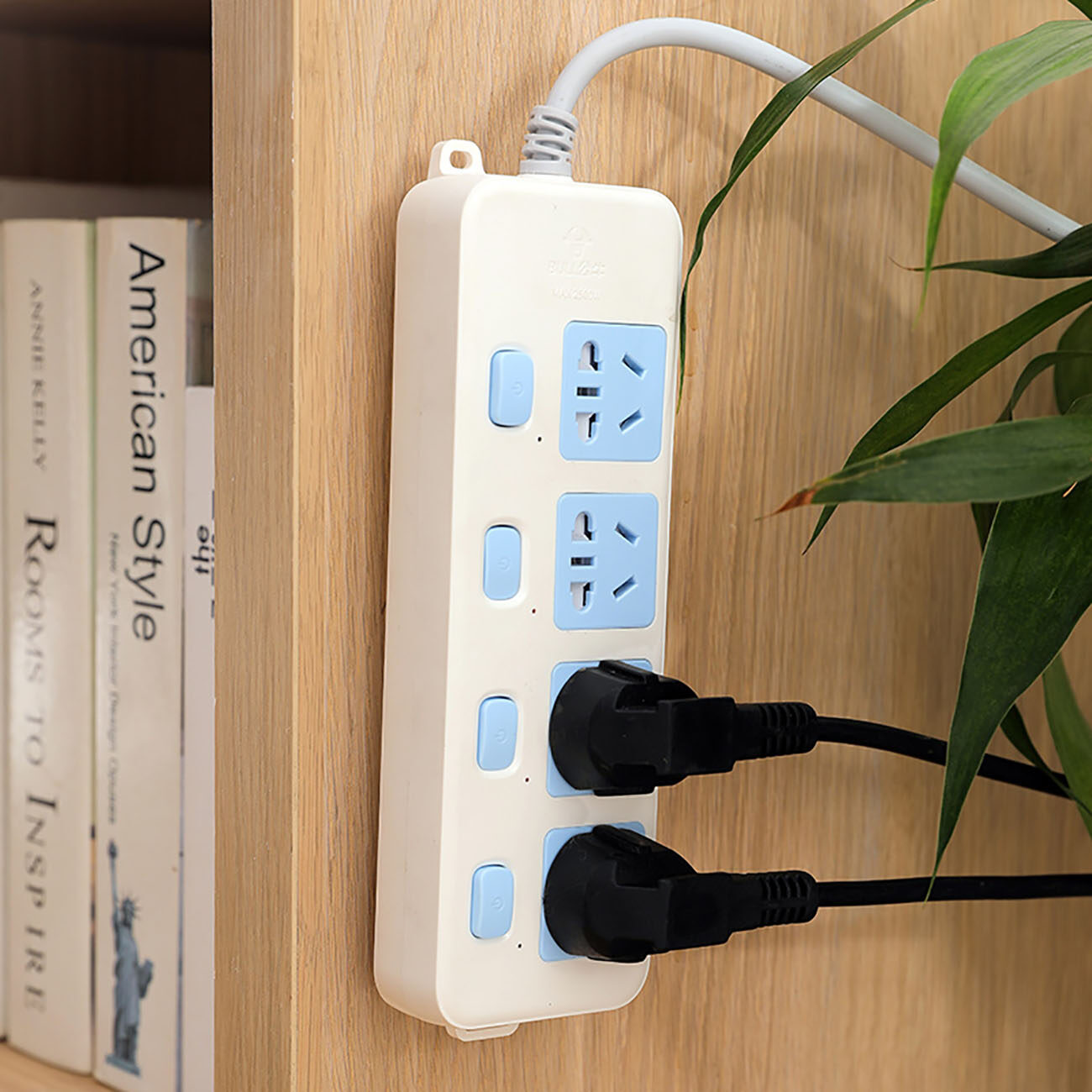 Homenhome 1pcs Self Adhesive Power Strip Hook Power Plug Hanger Wall Mounted Socket Holder