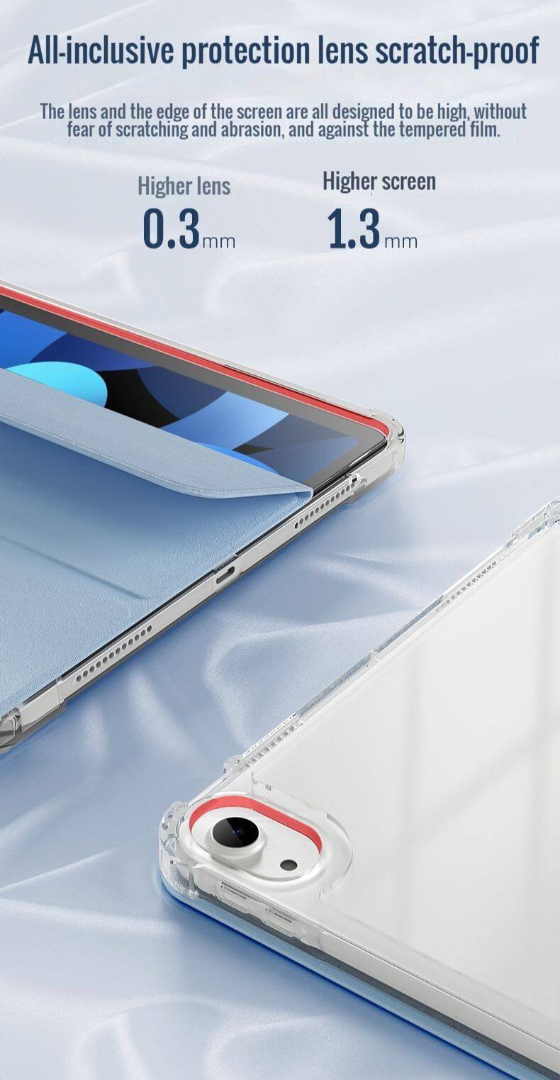 KENKE iPad 保护套三折透明笔槽，智能iPad case