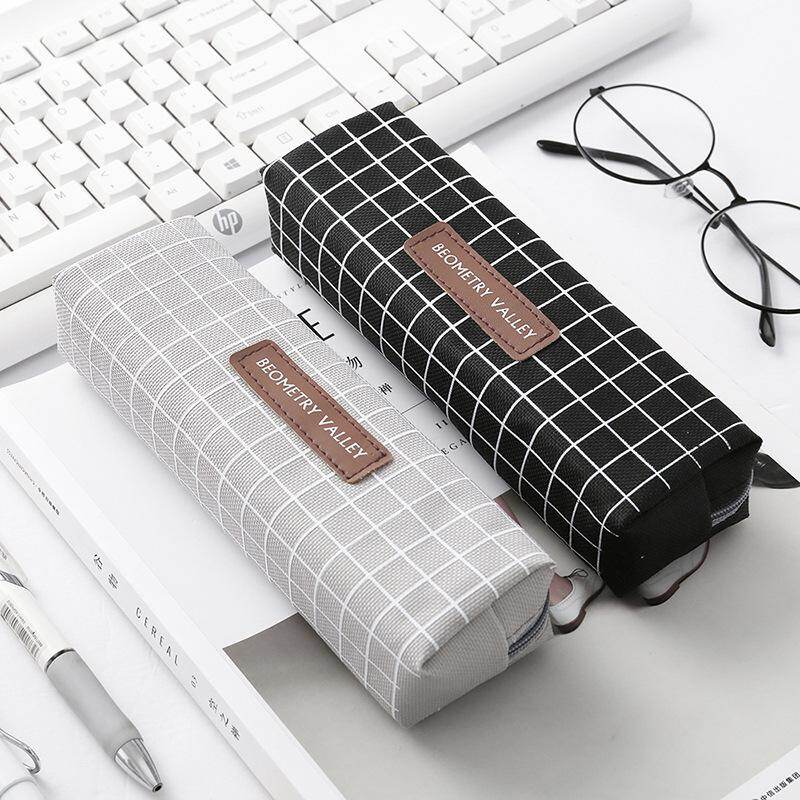 Student Zipper Pencil Case Large Capacity Canvas School Stationery Pen Storage Bag Pencil Boxes