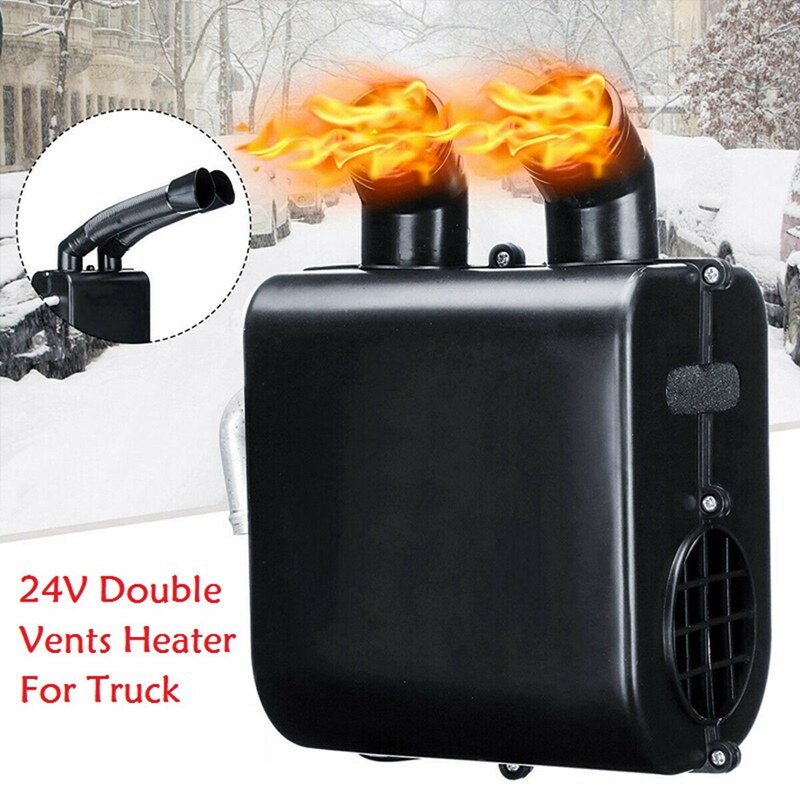 Universal 24V Car Heater Water Heating Metal Shell Portable Defroster Demister Double Vents Heater for Truck