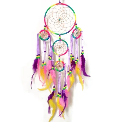 【In stock】Handmade Dream Catcher Traditional Dreamcatcher Wall Hanging Decoration Colorful Feather