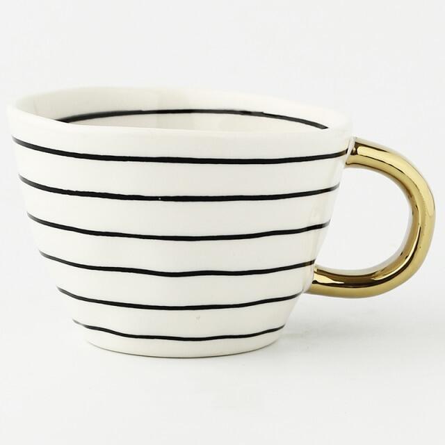 Hand Painted Geometric Ceramic Coffee Mugs With Gold Handle Handmade Irregular Cups For Coffee Tea Milk Oatmeal Creative Birthday Gifts