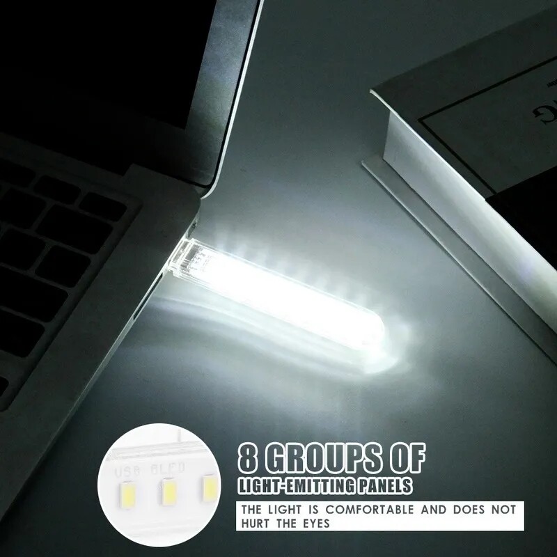 2pcs 8LED USB Mini Đèn LED đọc sách tiết kiệm năng lượng đèn Đèn ngủ USB