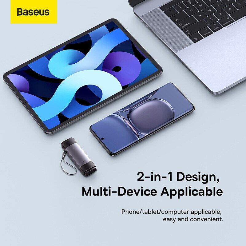 Baseus Đầu Đọc Thẻ Đầu Đọc Thẻ TF Type C USB 3.0 Sang SD Cho Máy Tính Xách Tay Phụ Kiện Đầu Đọc Thẻ Thông Minh Bộ Chuyển Đổi Thẻ Nhớ Chống Thất Lạc