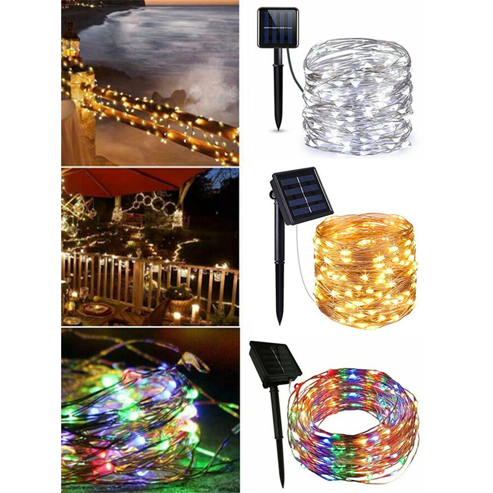 Christmas Lights,Solar String Lights 10M 100LED Outdoor String Lights, Waterproof Decorative String Lights for Patio, Garden, Gate, Yard, Party, Wedding, Christmas
