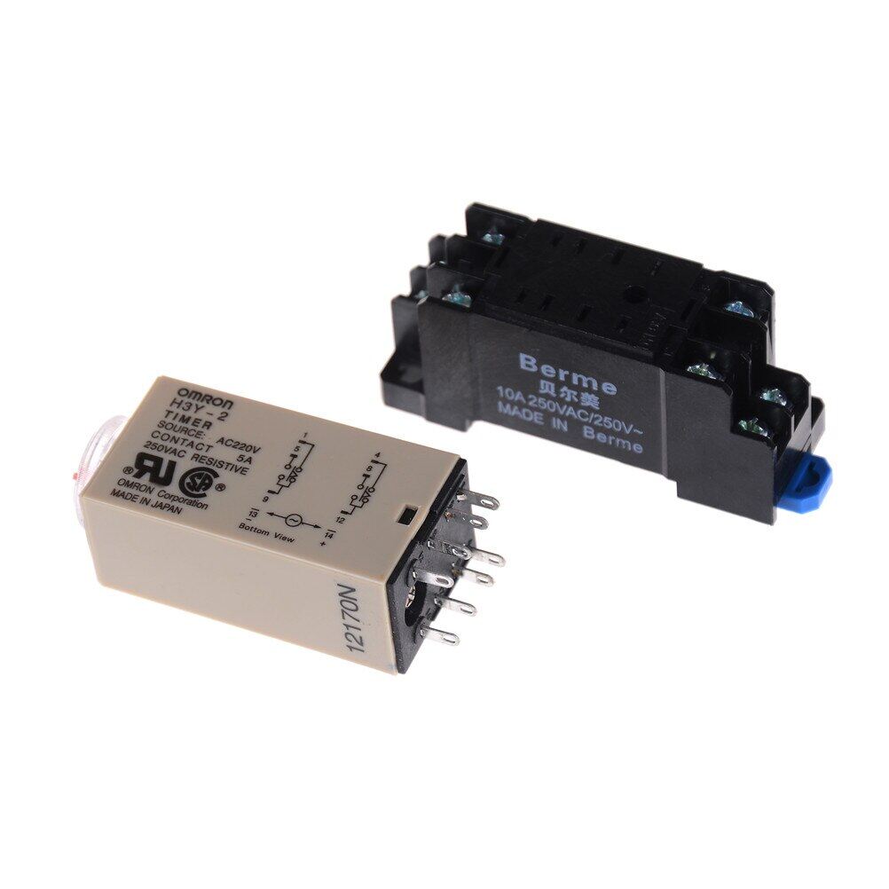 1set H3y-2 Ac 220v Delay Timer Time Relay 0 - 60 Second 0~ 30s With Base High Quality Time Relay With Socket