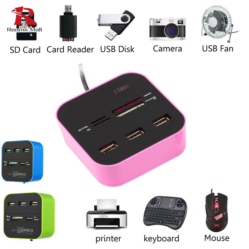USB HUB Combo All in One USB 2.0 Micro SD High Speed Card Reader 3 Ports Adapter Connector for Tablet PC Computer Laptop