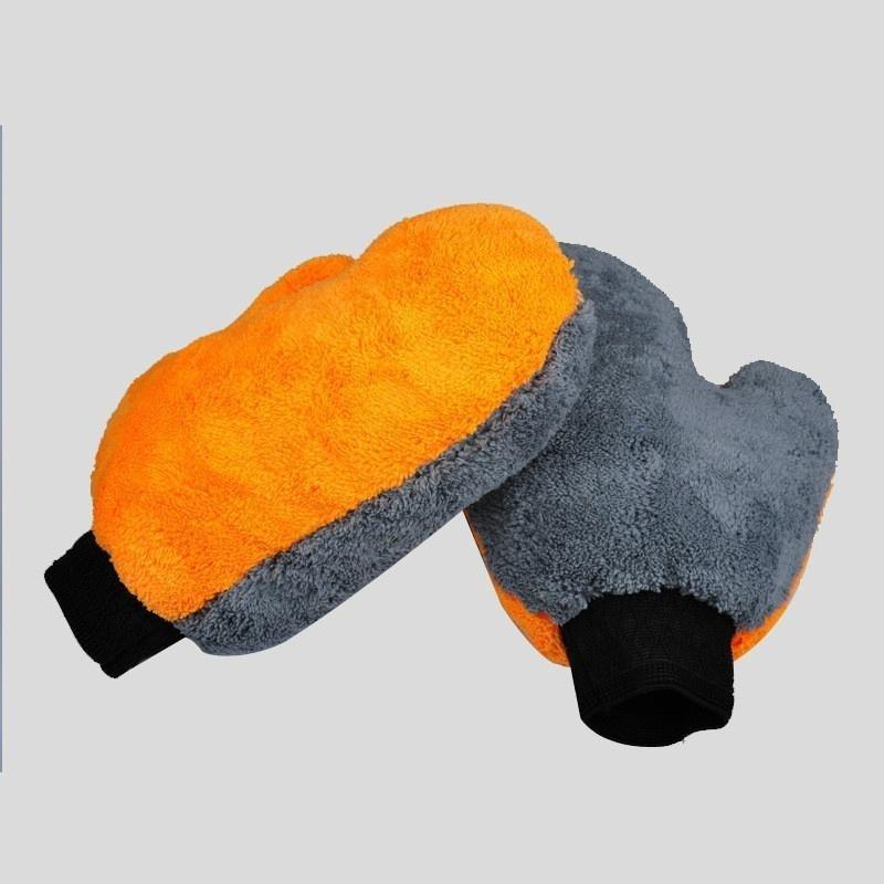 Feng Qi shopGăng tay lau xe chất liệu lông cừu hai mặt - INTL Chăm sóc găng tay rửa xe bàn chải Coral Fleece đa chức năng Plush Microfiber xe làm sạch chi tiết phụ tùng ô tô