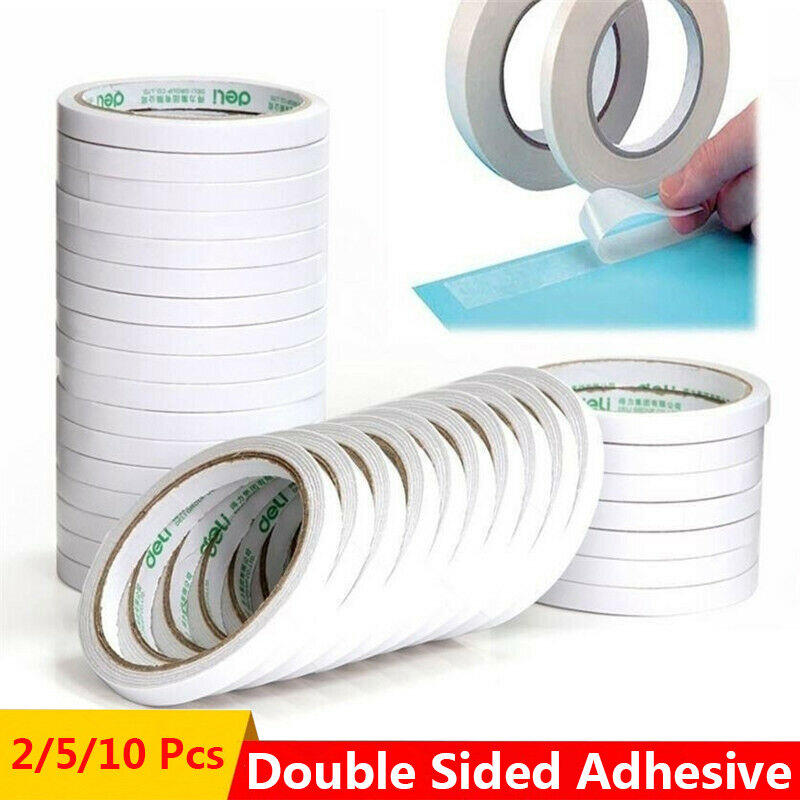 2/5/10Rolls White Super Strong Double Sided Adhesive Tape Paper Strong Ultra-thin High-adhesive Cotton Double-sided Tape for DIY Craft Brand 6mm Width #1