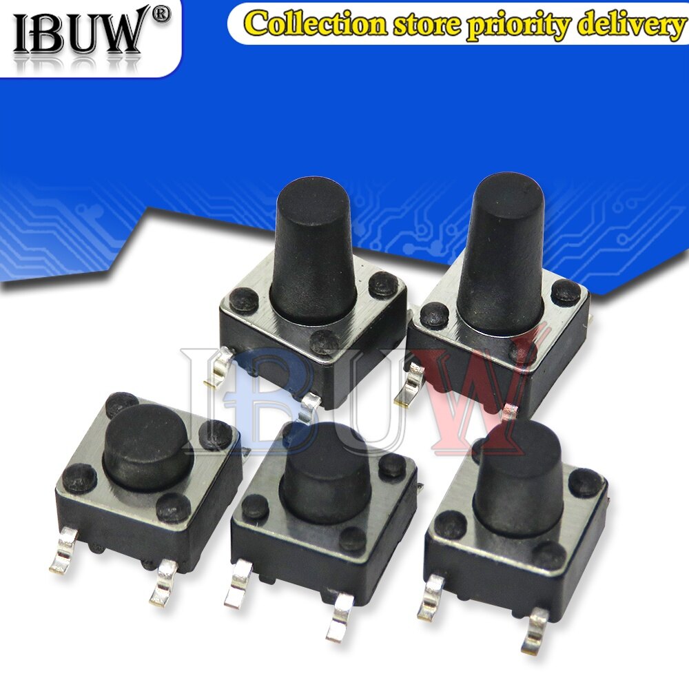 20pcs 6x6x4.3/5/6/7/7.3/9/10mm tactile push button switch micro switch 6 4.3mm 5mm 6mm 7mm power switch button smd diygba