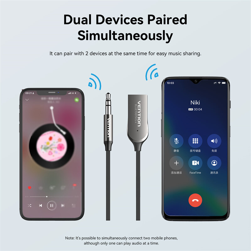 Vention 3.5mm Bluetooth 5.4 Receiver Adapter for car 3.5mm Jack Aux USB Bluetooth Receiver Wireless Audio Music Bluetooth Transmitter