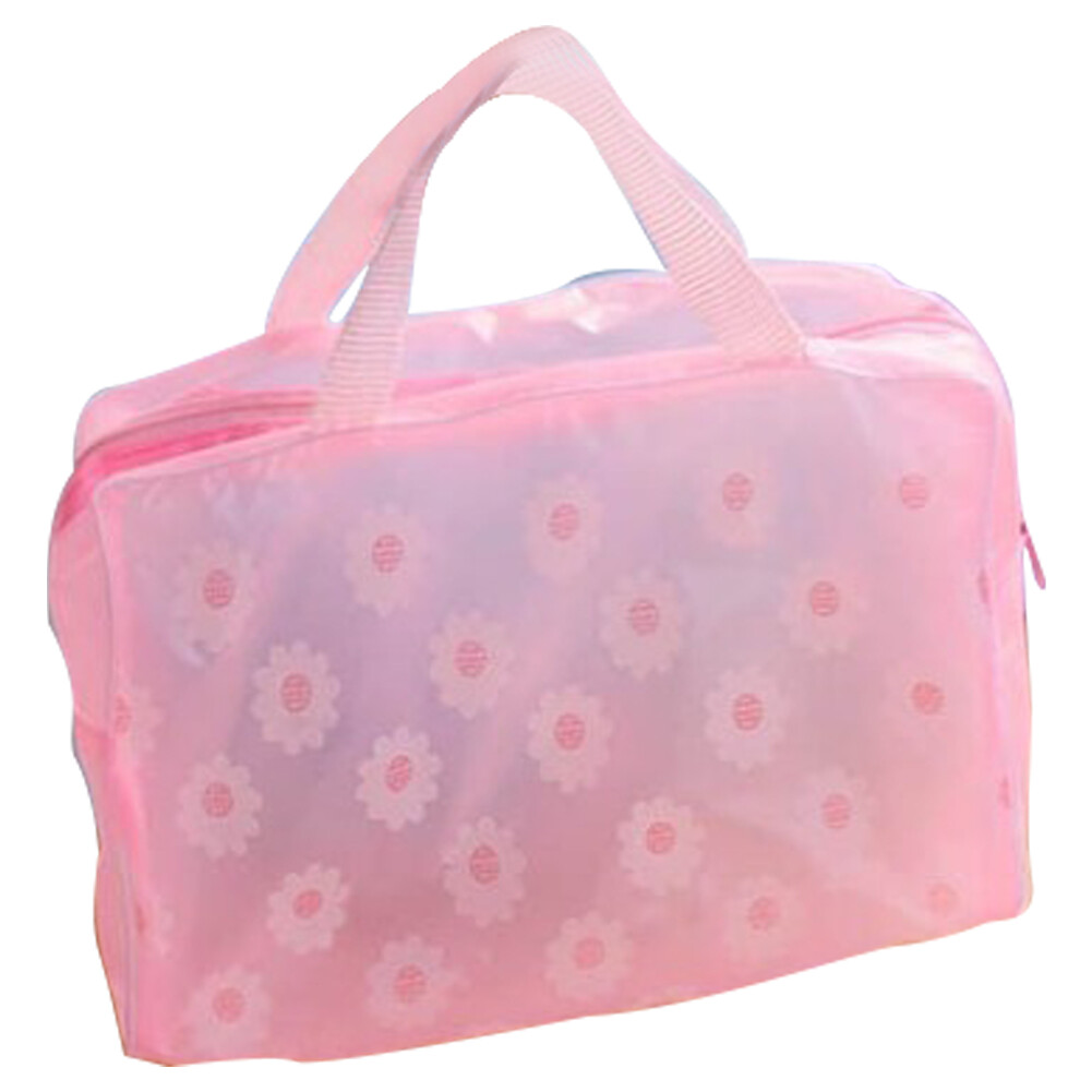 BEAUTYBIGBANG 【IN STOCK】Color Travel Transparent Storage Bag, Organizer Bag, Hand bag, Bathroom Waterproof Makeup Bag Wash Bag, Small Chrysanthemum Pattern