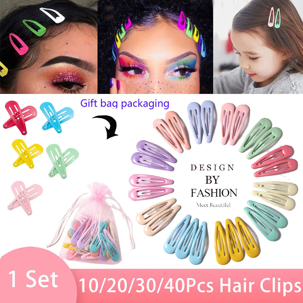 [Cutewomen2020] 10/20/30/40Pcs Yarn Bag Fashion Colorful Water Droplets Hair Clips Girls Cute Hairpins Barrettes Headbands Headwear Hair Accessories