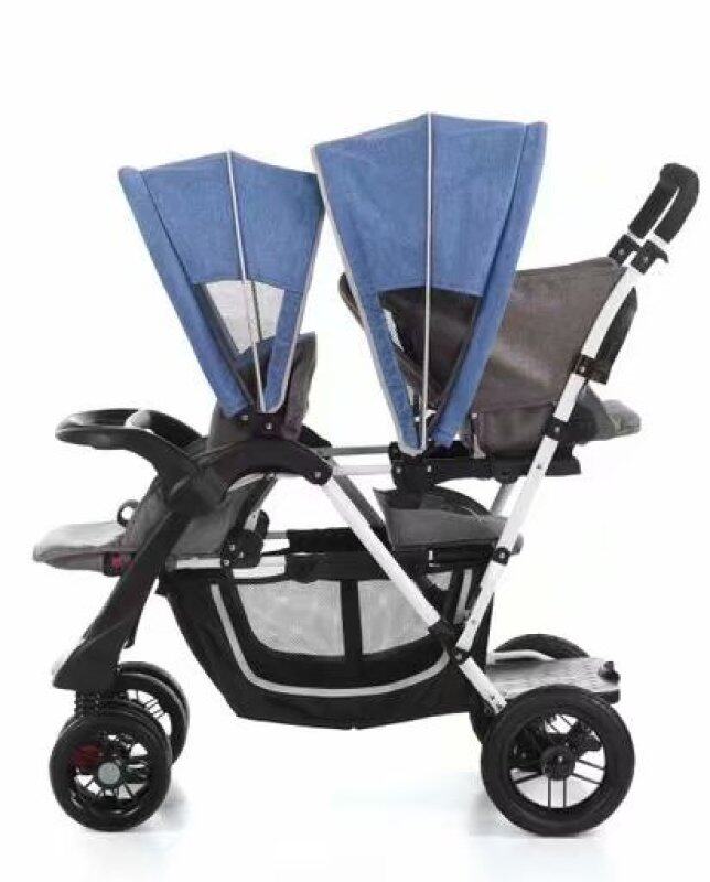 New Double Strollers for Twins Babies Folding Baby Pram Umbrella Car Front and Rear Lie Down Traveling Twin Stroller 0-6Y Singapore
