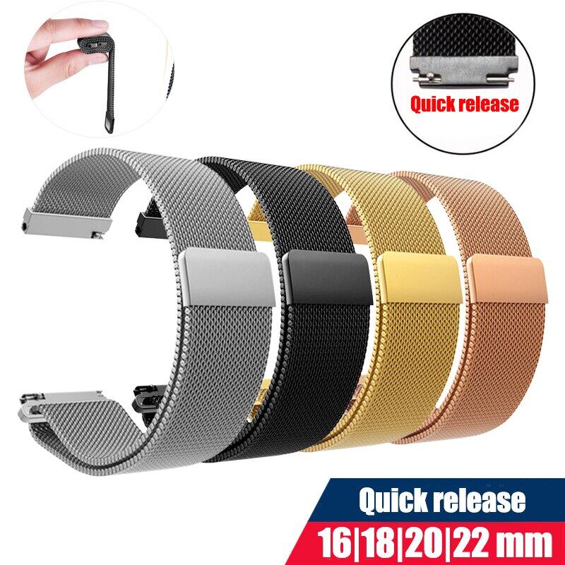 Dây Đeo Vòng Từ Tính Milanese Dây Đeo Tháo Nhanh Bằng Thép Không Gỉ 16/18/20/22Mm Cho Samsung Galaxy Watch 4 5 44Mm 40Mm Huawei Gt 2/3 Pro Watchband