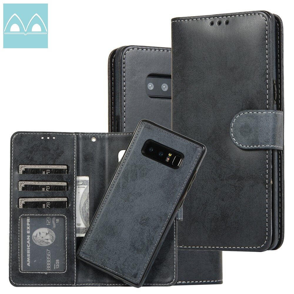 For Samsung Galaxy Note 8 PU Leather Case Magnetic Detachable Stand Flip Wallet Cover with Card Slots Casing