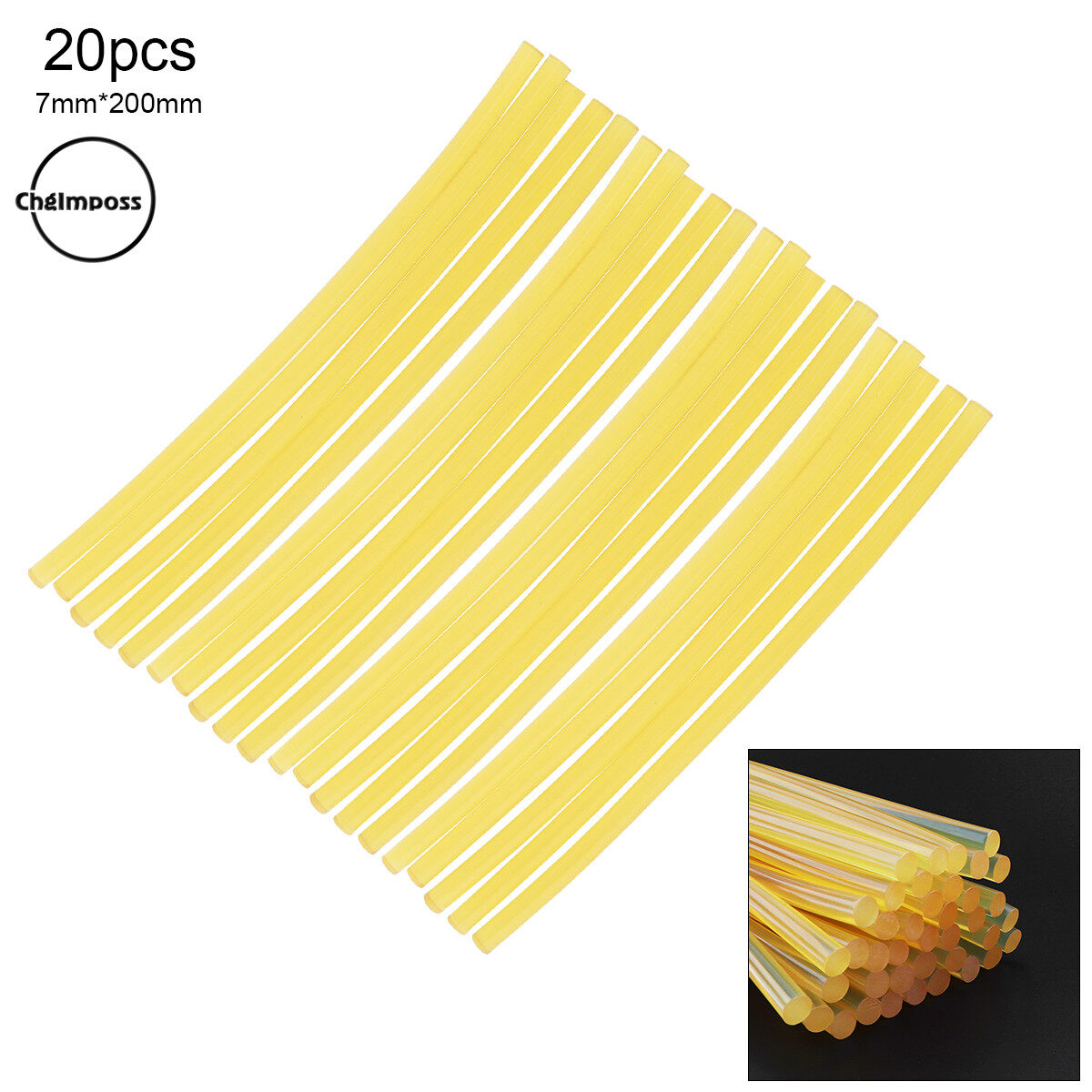 ChgImposs 20pcs 200mm Yellow Hot Melt Glue Sticks Adhesive DIY Tools General Purpose Craft