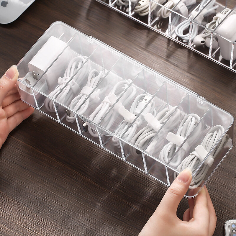 Dust-proof storage cable management box hub finishing box desktop data cable storage box mobile phone charging cable power cord buckle