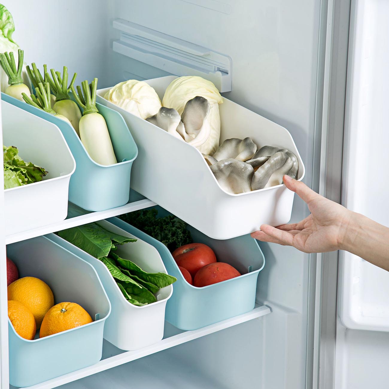 CNMF 1pcs Plastic Storage Box Storage Containers for Kitchen Fridge Cabinet Freezer Desk Organizer