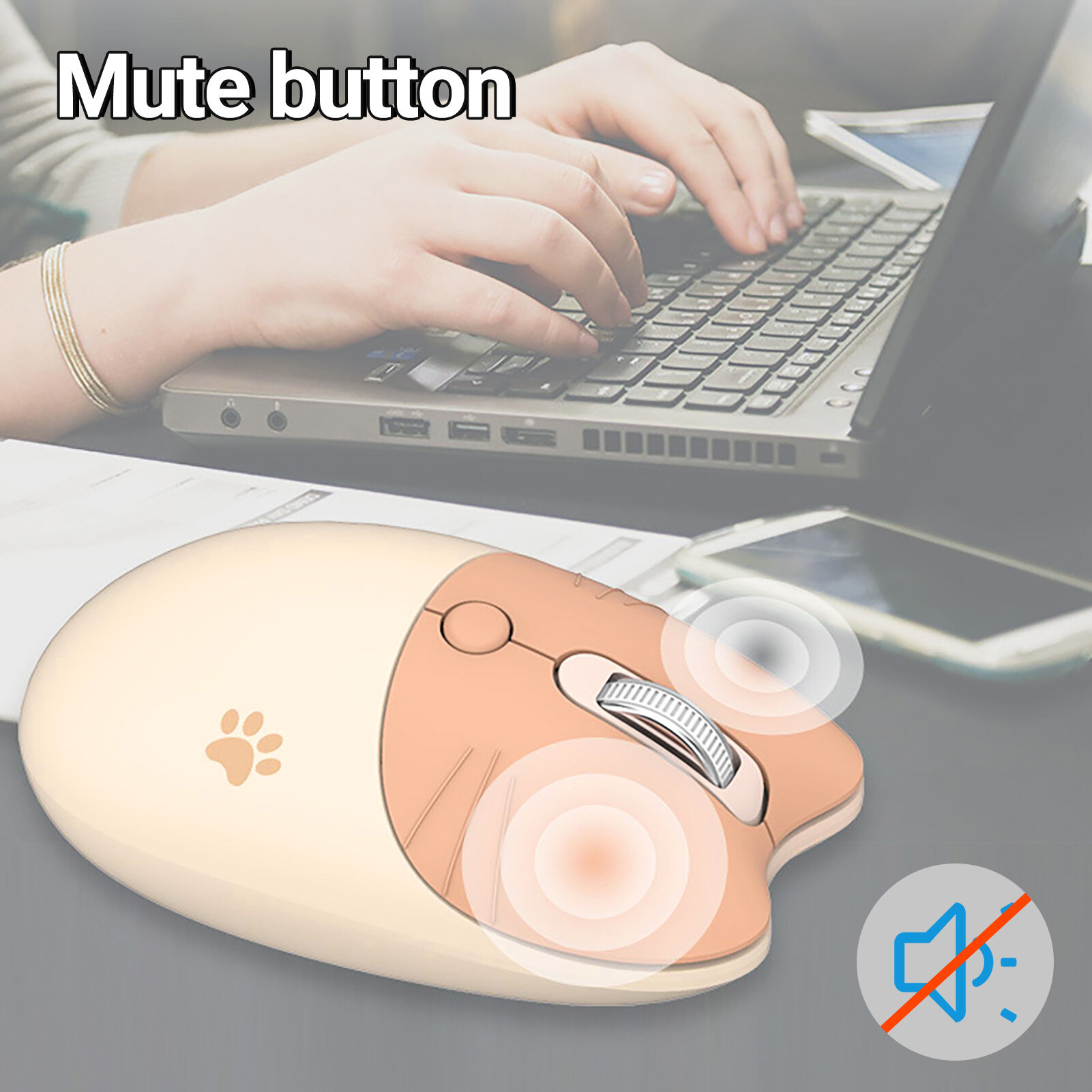 M3 Wireless Mouse Mute Ergonomic Anti-slip Quick Response 5 Buttons 2.4G Bluetooth-compatible Computer Office Mouse for Girls Wireless Mouse Ergonomic