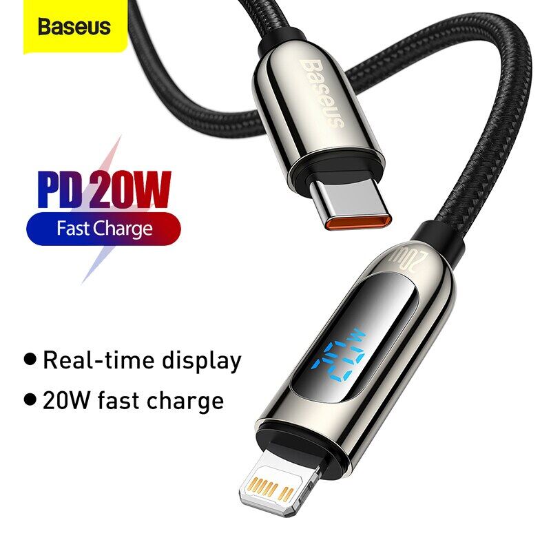 Baseus Cáp Sạc Pd 20W Usb C Cho Iphone 14 13 Pro Max Cáp Sạc Nhanh Cáp Type C Cho Iphone X 8 Cáp Dữ Liệu Màn Hình Led