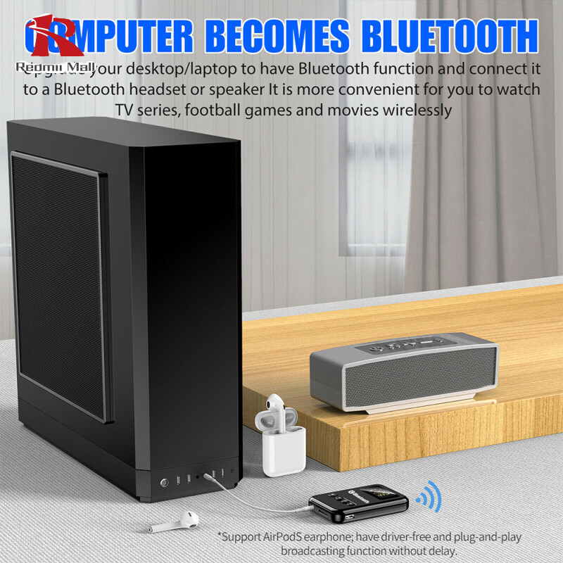 2-in-1 Car Bluetooth-compatible 5.0 Transmitter Receiver Usb Powered Wireless Audio 3.5mm Aux Adapter