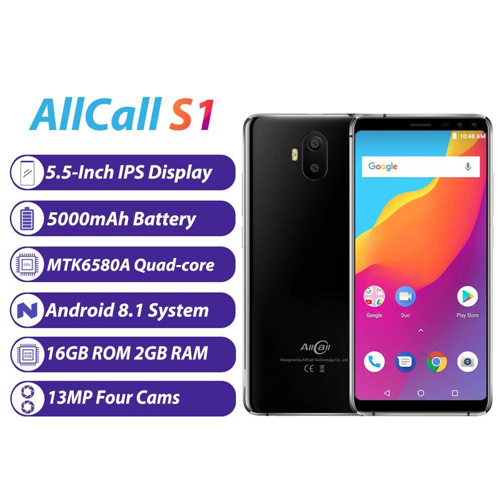 Allcall S1 3g โทรศัพท์มือถือ Wcdma โทรศัพท์ Android 8.1 Mtk6580a Quad - Core 5.5 นิ้ว 18:9 จอแสดงผล 16 Gb Rom 2 Gb Ram 13mp สี่ Cams