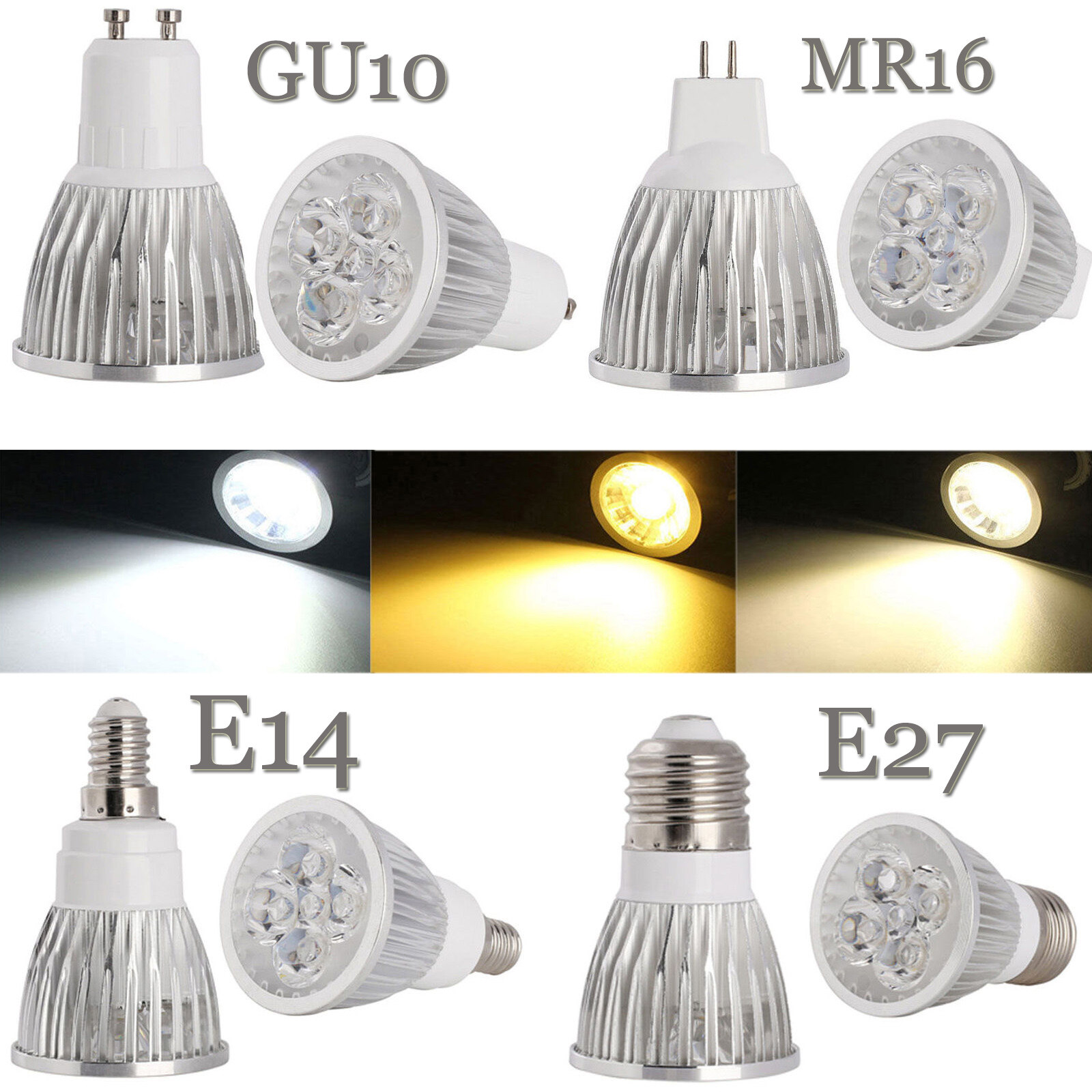 Dimmable LED Spotlight Bulbs GU10 MR16 B22 GU5.3 E27 E14 6W 9W - Foto 3