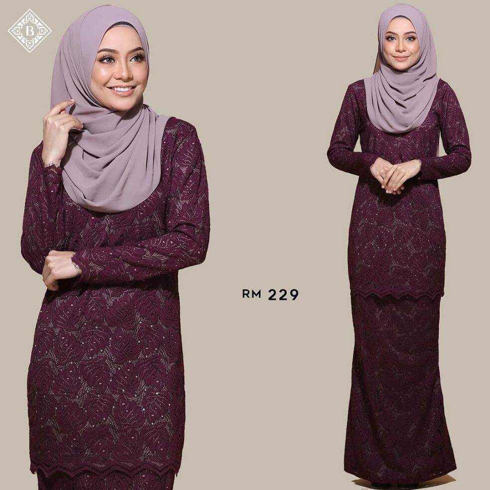 burgundy baju kurung